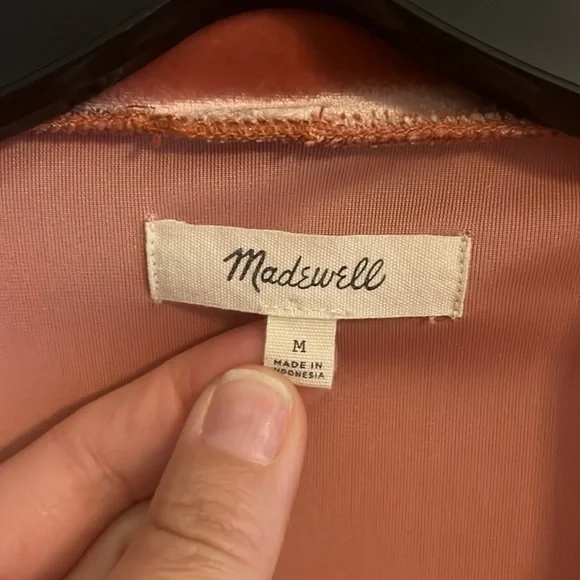 Madewell Velvet Tie-Neck Blouse in Apricot Rose - Picture 2 of 4